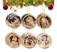 Jesus Christmas Decoration - 12 Pieces Wooden Christmas Tree Decoration | Christian Car Interior Mirror Jesus Decoration for Wall Tree Church Wedding Bedroom Living Room