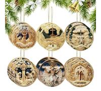 Jesus Christmas Decorations | 12 Pieces Wooden Christmas Pendants | Religious Decorations Jesus for School Rearview Mirror Window Tree Wall Wedding Car Bedroom Home