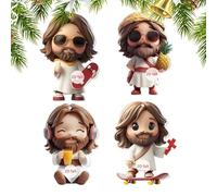 Jesus Christmas Ornaments | Beautiful Acrylic Jesus Ornament | Religious Decoration 2D Pendant for Wall Door Party Bag Car Home Decorating
