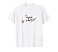 Jesus & Coffee Funny Minimalist Faith Phrase Script T-Shirt