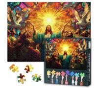 Jesus Colored Glass Puzzles, Christianity 1000 Piece Large Format Jigsaw Puzzle for Adults & Families, Puzzle 1000 Pieces Pigeon Bright Colors Artwork Size: 27.5" x 19.6"/70 * 50cm
