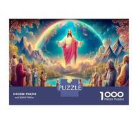 Jesus Comforts Jigsaw Puzzle Jesus Crowd Heaven 1000 Pieces Set for Adults Educational Challenge Fun Present Home 70x50cm/1000pcs