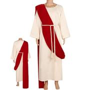 Jesus Costume - Overall Jesus Costume, Jesus Costume Set for Men | Jesus Christ Costume Jesus White Robe Religious Christ Costume Set with Waist Rope Shawl and Robe Christian Jesus Costume Halloween