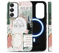 Jesus Cross Aesthetics Print Magnetic Phone Case for Samsung Galaxy A36 6,64", Compatible with MagSafe, Stylish Collage Christian Bible Verse Quote Design Shockproof TPU and Hard PC Protective Cover