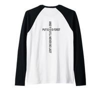 Jesus Cross Bible Faith Over Fear Put God First ART ON BACK Raglan Baseball Tee