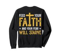 Jesus Cross Bible Faith Over Fear Put God First ART ON BACK Sweatshirt