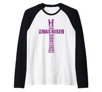 Jesus Cross Bible MAT 28:6 Faith Over Fear Put God First Raglan Baseball Tee