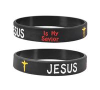 Jesus Cross Bracelet for Men Women Jesus is My Survivor Rubber Wristbands Jesus Silicone Bracelets Inspirational Religious Reminder Jewerly Gift for Him Her, M, Silicone, Agate