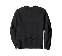 Jesus Cross Christian Hand-Drawn Faith Sweatshirt