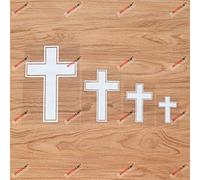 Jesus Cross Christian Symbol God Christ Vinyl Decal Sticker - 4 Pack White, 5.1cm, 7.6cm, 10.2cm, 15.2cm - Style D No Background for Car Boat Laptop Cup Phone