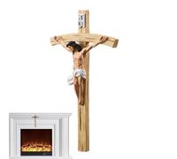 Jesus Cross | Classic Catholic Religious Hand Painted Resin Decor | Religious Wall Decor | for Holy Art Countryside Front Display Desk Offices Thanksgiving Holiday Party