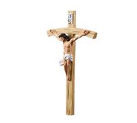 Jesus Cross, Classic Catholic Religious Hand Painted Resin Decor, Religious Wall Ornament for Home, Door, Front Desk Display, Countryside, Thanksgiving, Holiday Party, Christian Faith Decoration
