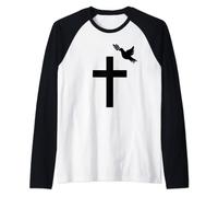 Jesus Cross Dove Olive Branch Easter Christmas Christian Raglan Baseball Tee