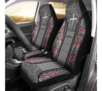 Jesus Cross Faith Mandala Pattern 2 Pcs Car Seat Cover Fashion Car Seat Protector Comfortable Bucket Seats Covers Universal Fit Suv Mpv Truck