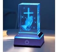 Jesus Cross Figurine, Cross Night Light, Christian Praying Gifts Lamp, Baptism Gifts for Boys Girls Women Unique, Christmas Birthday Gifts