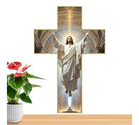Jesus Cross For The Wall - Wooden Jesus Vintage Home Decoration - Handmade Christ Cross Sculpture Decoration - Christmas Living Room Bedroom Farmhouse Church Table Hallway Dining Room Kitchen