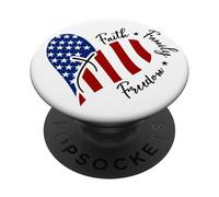 Jesus Cross Heart-Shaped America Flag The Lord Is My Rock PopSockets Adhesive PopGrip