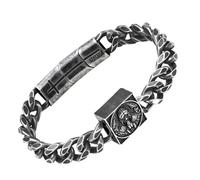 Jesus Cross Link Bracelet for Men Faith Religious Gift for Dad Brother Boyfriend Best Friend, One Size, Stainless Steel, no gemstone