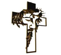 Jesus Cross Metal Sign Christ Wall Art Decor,Personalized Hollow Cross,Wall Art Decoration,Metal Wall Cross Art Decoration Religious Symbol (Golden)