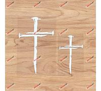 Jesus Cross Nails Christian Symbol God Christ Vinyl Decal Sticker - 2 Pack White, 10.2cm, 15.2cm - Distressed No Background for Car Boat Laptop