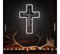 Jesus Cross Neon Signs, Cross Neon Signs, Dimmable LED Neon Signs for Wall Decor Bedroom Home Room Party Decor, LED Neon Light for Wedding Christmas Easter Celebrations New Year Gift