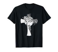 Jesus Cross Silhouette of Christ Messiah Crown Of Thorns Art T-Shirt