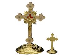Jesus Cross Statue, Religious Spiritual Figurine for Desk, Standing Christ Statues with Intersection Decoration, Home Accessories for Bedside, Bathrooms, Nightstand, Shelf, and Mantel, 3.54x2.36 Inch