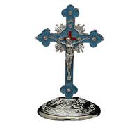 Jesus Cross Statue | Spiritual Figurine Easter Decoration | Praying Religious Figurine | for Bedside Desk Desktop Bathroom Nightstand Shelf Mantel Fireplace Stair Apartment Holiday
