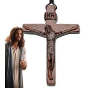 Jesus Cross Wooden Necklace Wooden Cross Pendant Unisex Religious Accessory | Jesus Handmade Unisex Crucifix Necklace Men's Jewelry Women's Jewelry Girls' Fashion Daily Wear Religious Accessories