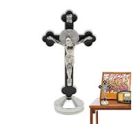 Jesus Crosses Statue, Jesus Carrying Crosses Figurine, Metal Tabletop Jesus Christ Catholic Crosses Standing Ornament, Metal Jesus Figurine Car Dashboard Ornament, Religious Statues For Home Offices
