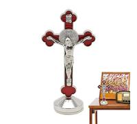 Jesus Crosses Statue, Jesus Carrying Crosses Figurine, Metal Tabletop Jesus Christ Catholic Crosses Standing Ornament, Metal Jesus Figurine Car Dashboard Ornament, Religious Statues For Home Offices