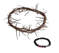 Jesus Crown of Thorns,Corona De Espinas De Jesus with Cross Bracelet,Crown of Thorns Wreath for Easter Tree Decorations or Wall Decor,Christian Easter Basket Stuffers Gifts for Women/Men/Boys/Girls