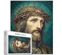 Jesus Crowned with Thorns 1000 Piece Jigsaw Puzzles for Adults Starry Night Garden Background Jigsaw Puzzle Challenging Family Activity Games Colorful DIY Craft Puzzle for Home Decor Gifts 50×70cm
