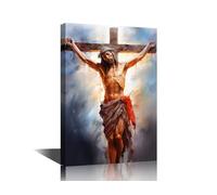 Jesus Crucified on the Cross Canvas Wall Art for Living Room Jesus Wall Art Modern Artwork Contemporary Religious Belief Home Decor Print On Canvas Ready to Hang for Bedroom Office (16''Wx 24''H)