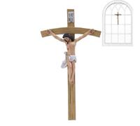 Jesus Crucifix for Wall | Catholic Classic Hand Painted Resin Christ Decor | Religious Wall Decor | for Holy Art Countryside Front Display Desk Offices Thanksgiving Holiday Party