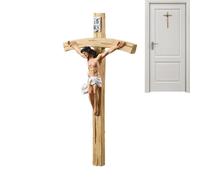 Jesus Crucifix | Resin Hand Painted Classic Catholic Religious Figure | Religious Wall Decor | for Holy Art Countryside Front Display Desk Offices Thanksgiving Holiday Party