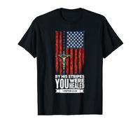 Jesus Crucifix Rosary Patriotic American Flag Value Graphic T-Shirt