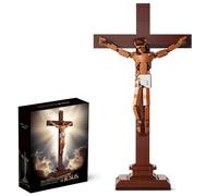 Jesus Crucifixion Building Block Model for Adults, 588+ PCS Christian Display Statue, Faith-Based Home & Church Decor, Easter & Christmas Religious Gift, Compatible Brick Set