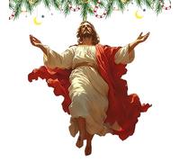 Jesus Decoration - 2D Acrylic Holiday Religious Decor | Christmas Tree Jesus Decoration Perfect for Car Rearview Mirror, Home, Wall, Bedroom or Living Room, 3.14x2.95x0.39in