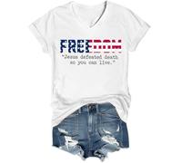 Jesus Defeated Death So You Can Live Shirt Freedom Tee Jesus Defeated Death So You Can Live T-Shirt V-Neck White