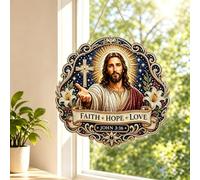 Jesus Diamond Art Hanging Ornament Kit - DIY Diamond Art Painting Craft for Adults,Christian Religious Suncatcher Window Decor with Sparkling Rhinestone Acrylic Board,Faith Gift for Craft Lovers