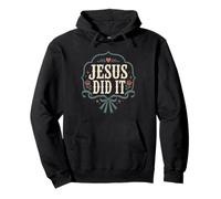 Jesus Did It Christian Faith Floral Bow Pullover Hoodie