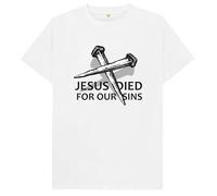Jesus Died for Our Sins Kids Womens Mens T Shirt XXL Black