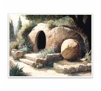 Jesus Easter Resurrection Canvas Wall Art Stone Tomb Christian Print for Living Room Bedroom or Church Decor 11x14in Unframed