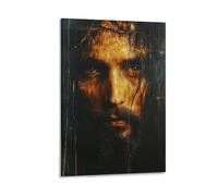 Jesus Face Canvas Wall Art Emotional Christian Poster Print Featuring Crown of Thorns Religious Home Decor for Church Prayer Room Living Room Or Spiritual Gift Idea Gift 16x24inch(40x60cm) Framed