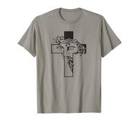 Jesus Face Inside Cross Crown of Thorns Design - Catholic T-Shirt