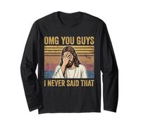 Jesus Face Palm Meme Funny Christian OMG Guys I Never Said Long Sleeve T-Shirt