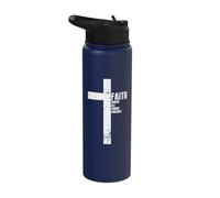 Jesus Faith Makes All Things Possible Catholic Jesus Cross Stainless Steel Insulated Water Bottle