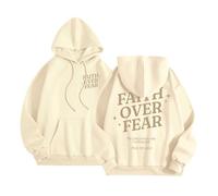 Jesus Faith Over Fear Cute Couple Hoodies for Women Fall Graphic Christian Summer Pullover Tops God Fashion Lightweight Casual Beach Hooded Sweaters Aesthetic Religious Pray The Lord