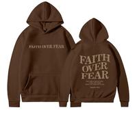 Jesus Faith Over Fear Cute Hoodies for Women Trendy Graphic Christian Casual Hooded Outfits Trust In The Lord Y2K Goth Letter Long Sleeve Clothes with Designs Religious I Love Jesus Blue